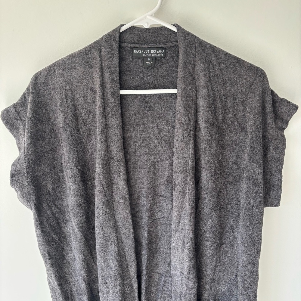 Barefoot Dreams Cozy Chic Ultra Lite Knit Sleeveless Open Front Cardigan Soft - Picture 4 of 10